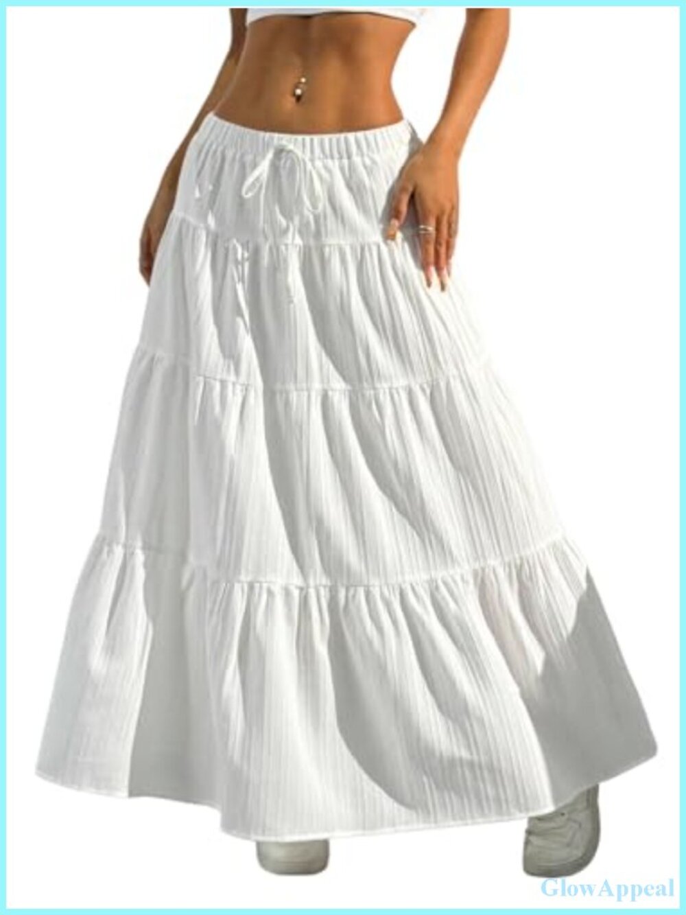 Boho Flowy Ruffle Long Maxi Skirt Summer Beach Outfit